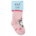 YoClub skarpetki dziecięce bawełna różowe z kotem