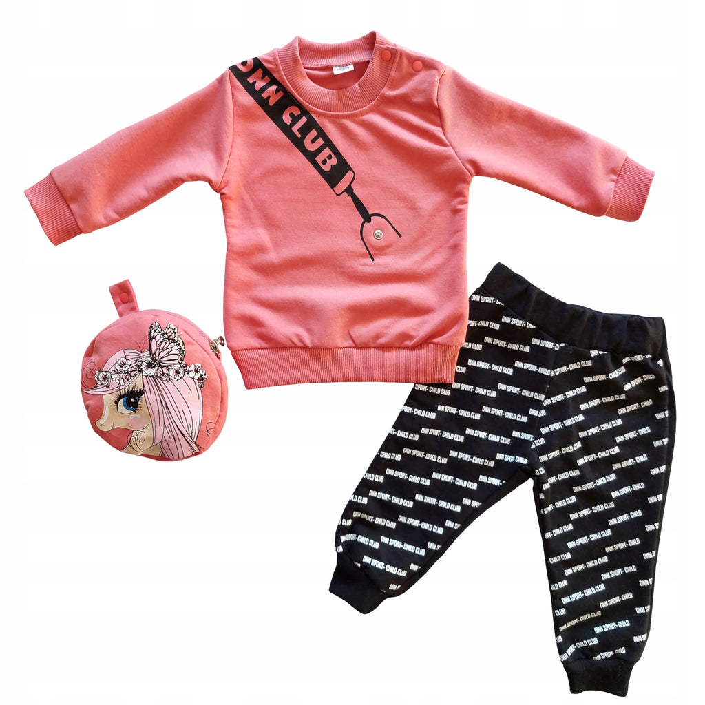 Dres dziewczęcy komplet z torebką bawełna