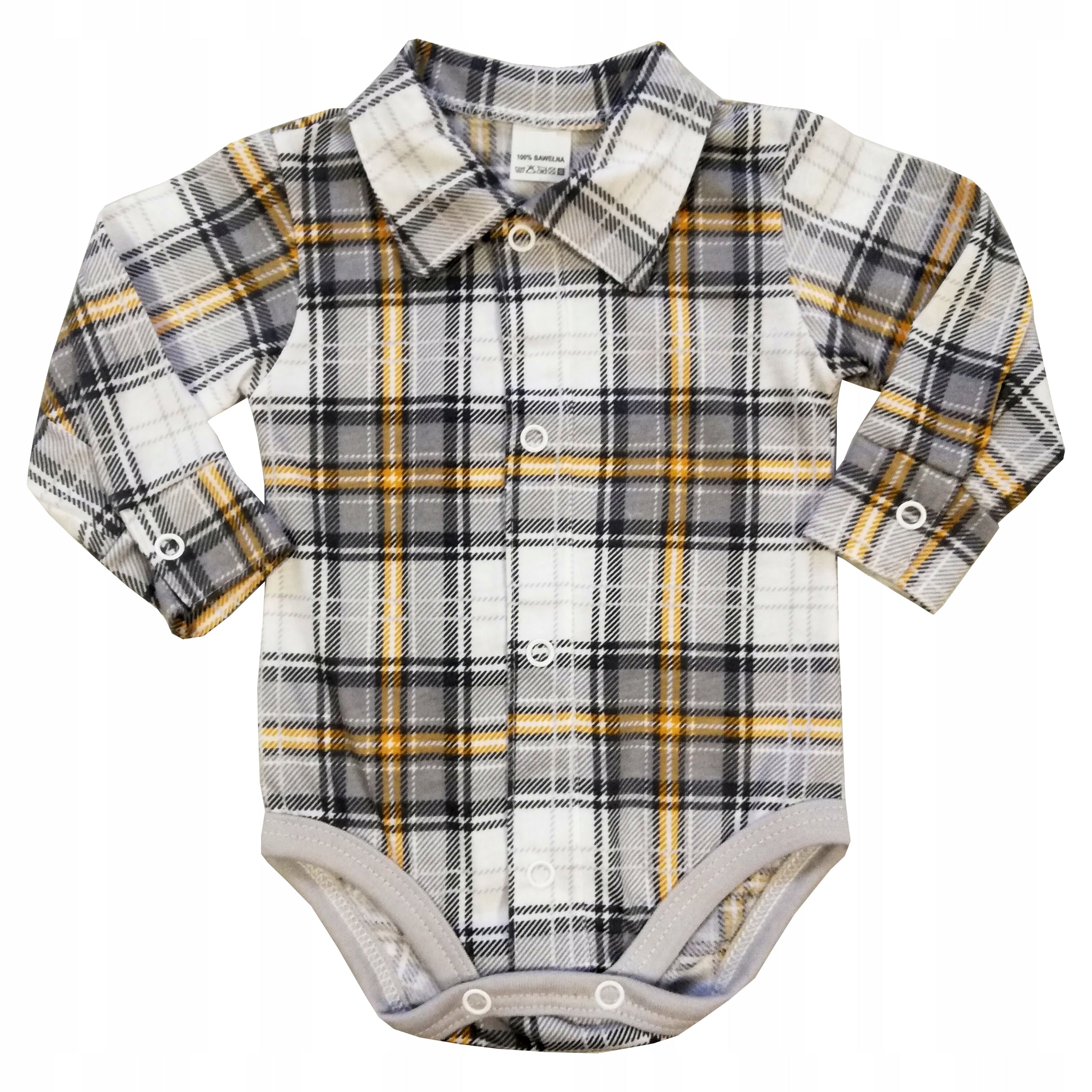 Body w kratę koszula długi rękaw bawełna