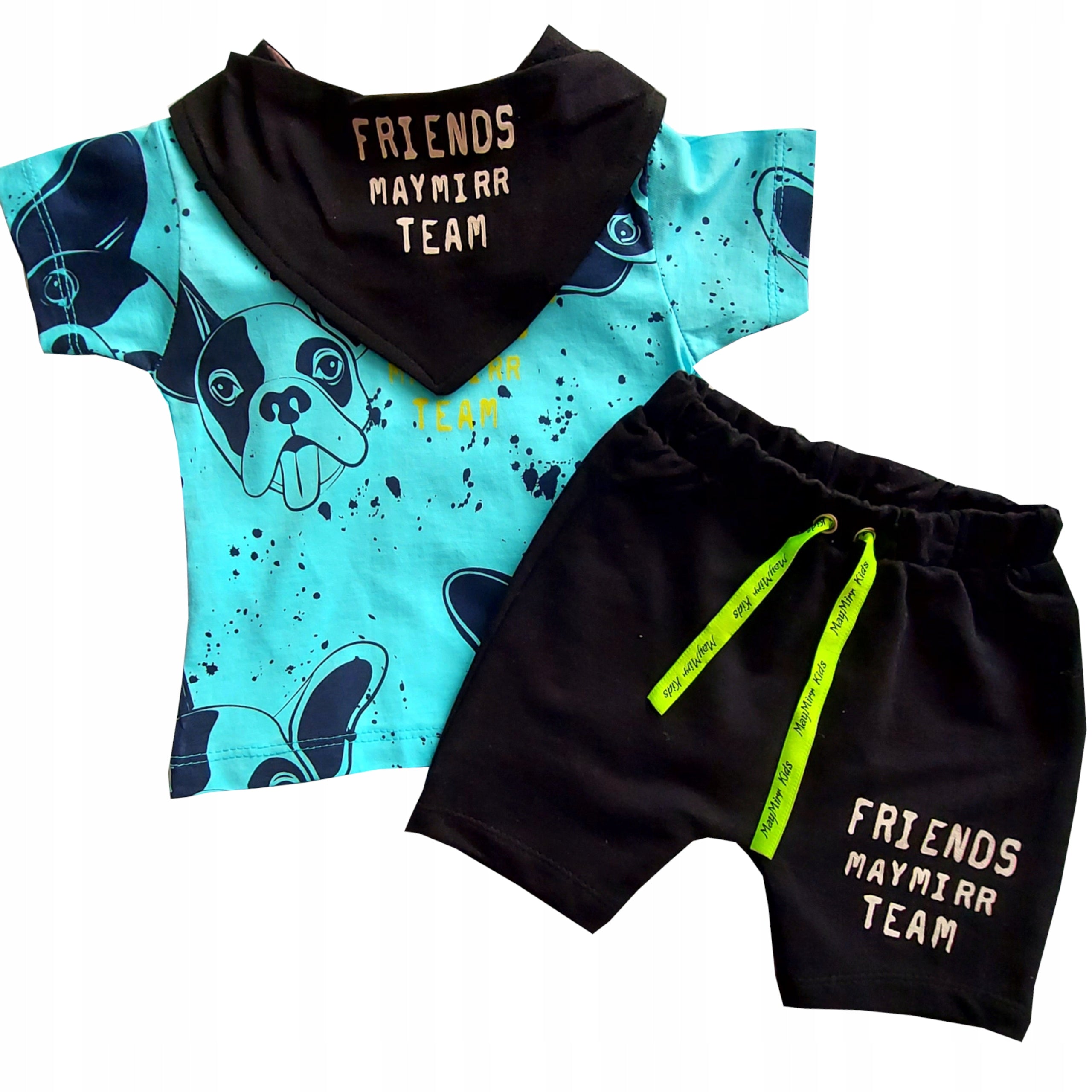 Komplet koszulka kr rękaw spodenki apaszka lato