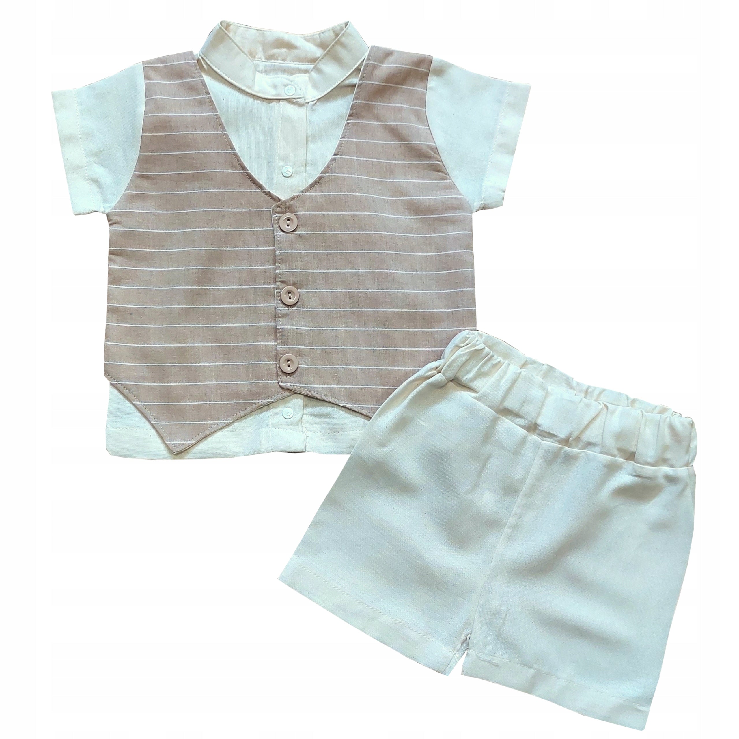 Garnitur chrzest krótki rękaw spodenki lato 9M