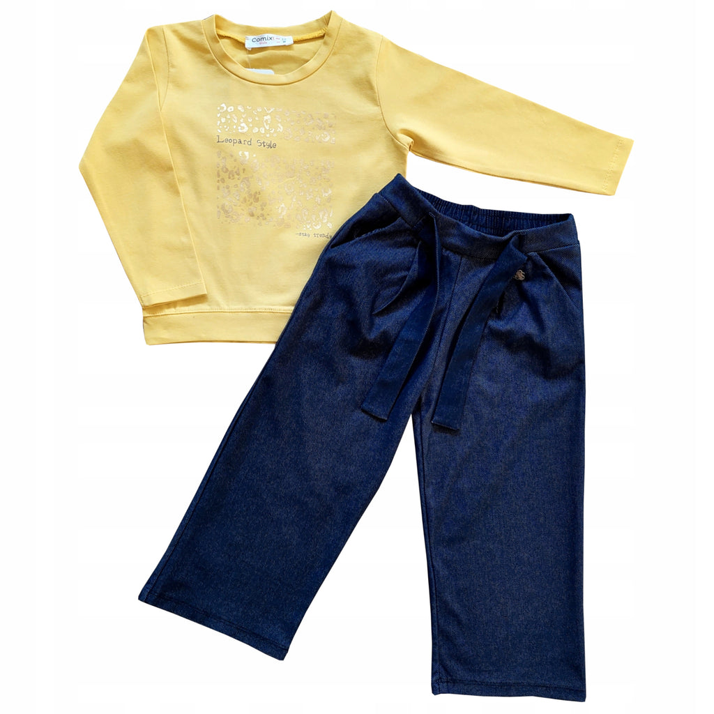 Komplet dziewczęcy bawełna spodnie bluzka L