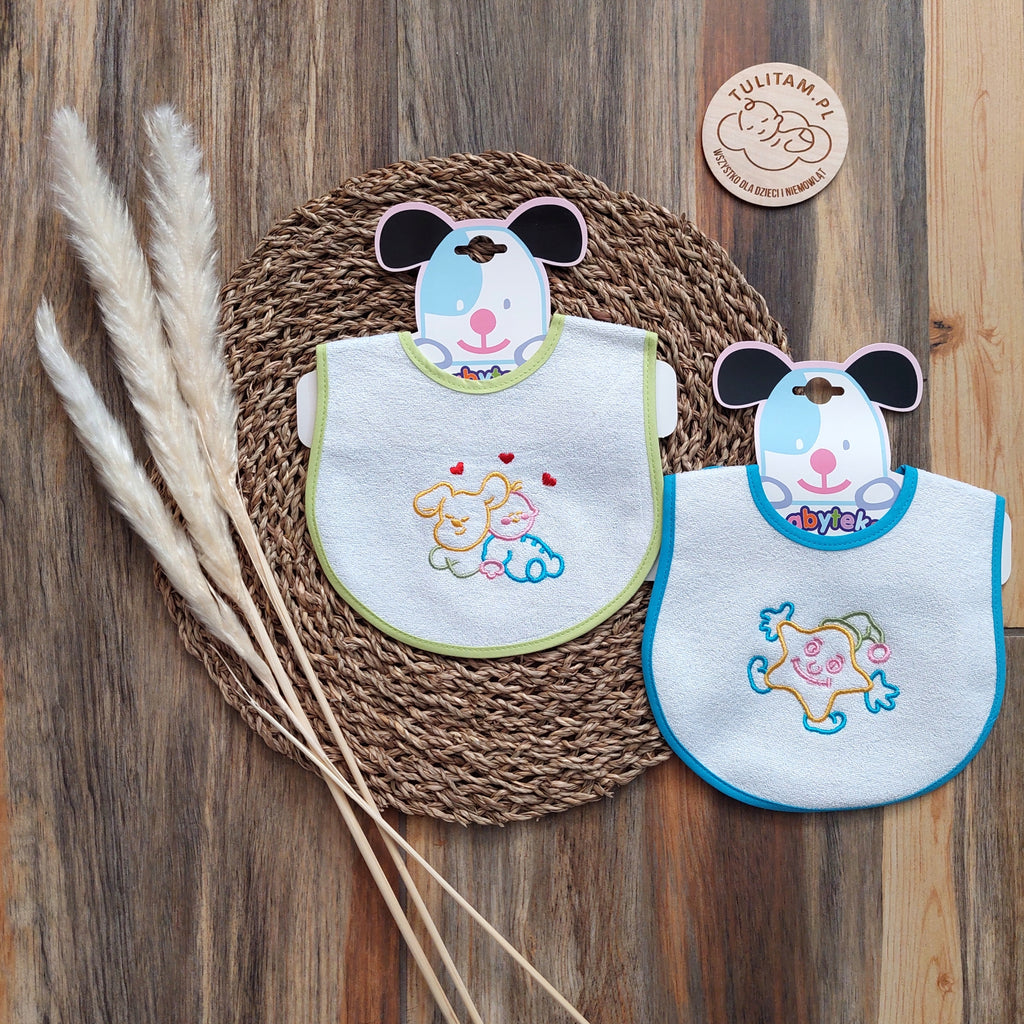 Śliniaki bawełniane na rzep wodoodporne 2 pak