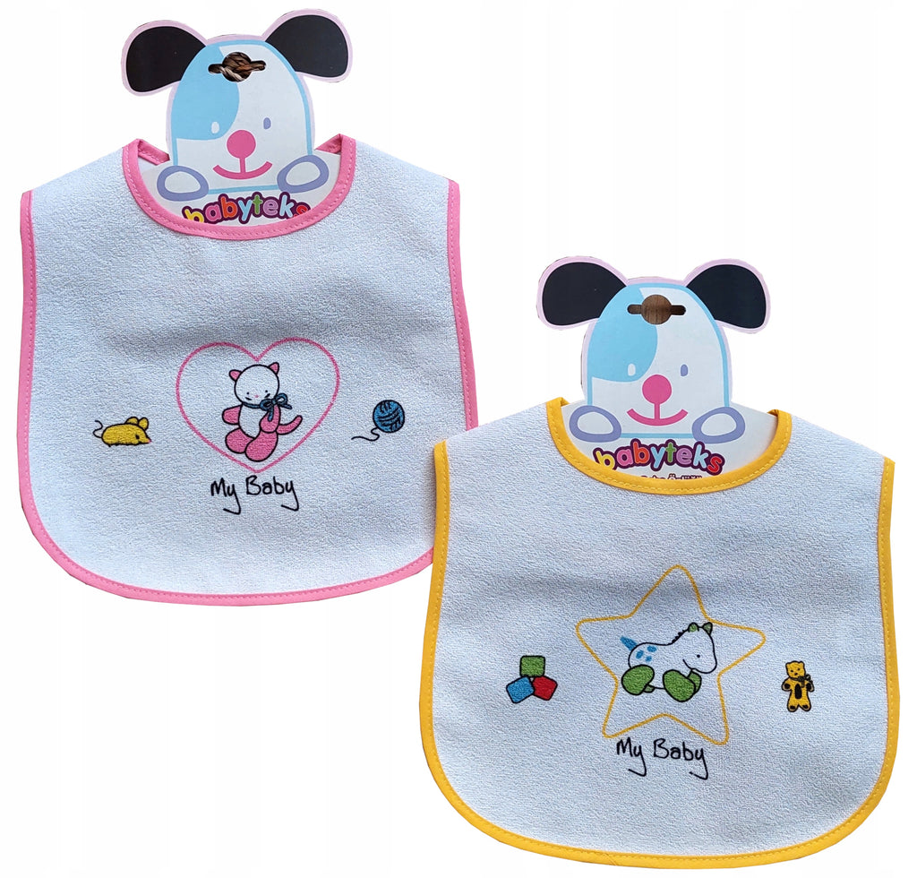 Śliniaki bawełniane na rzep duże wodoodporne 2 pak