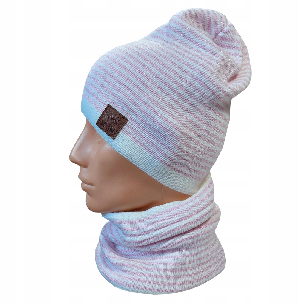 Komplet zimowy dziewczęcy akryl wełna Polski