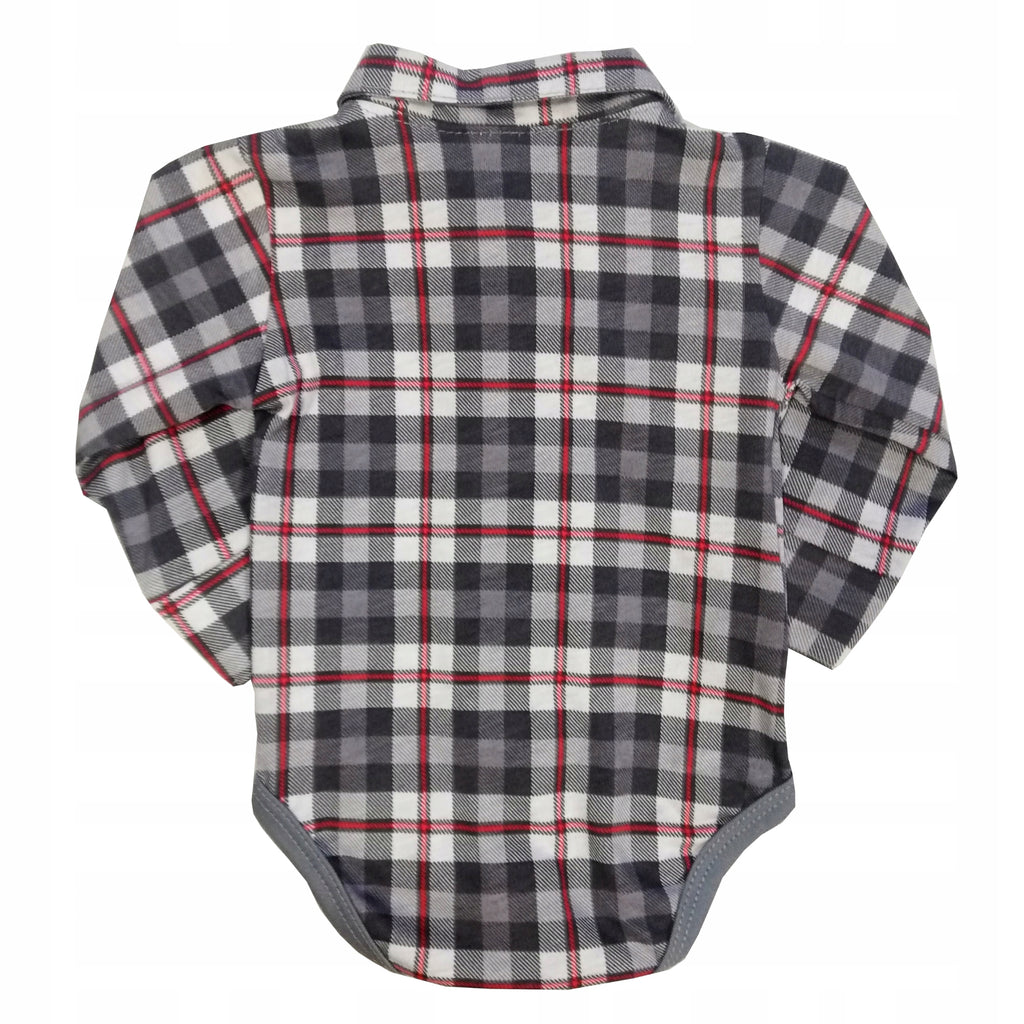 Body w kratę koszula długi rękaw bawełna