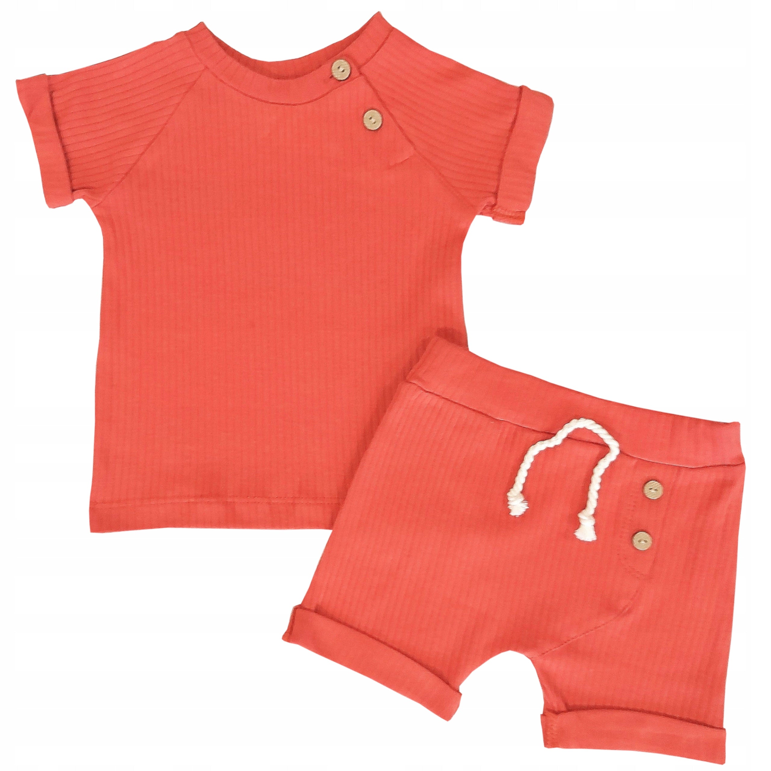 Komplet prążkowany koszulka spodenki 9m