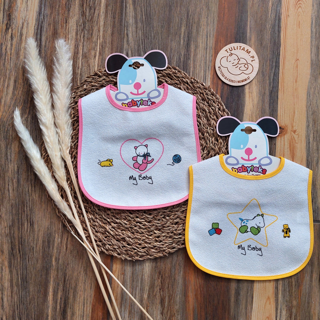 Śliniaki bawełniane na rzep duże wodoodporne 2 pak