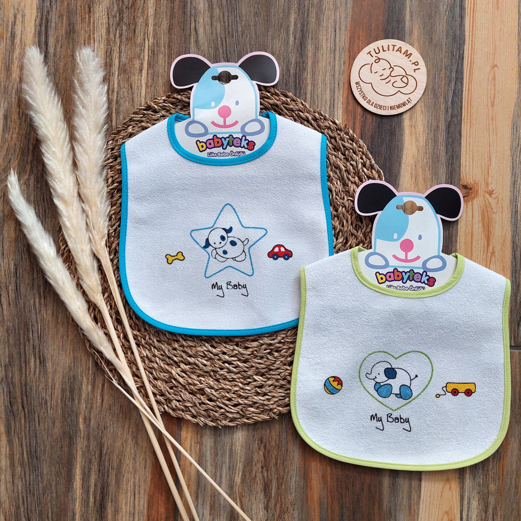 Śliniaki bawełniane na rzep duże wodoodporne 2 pak