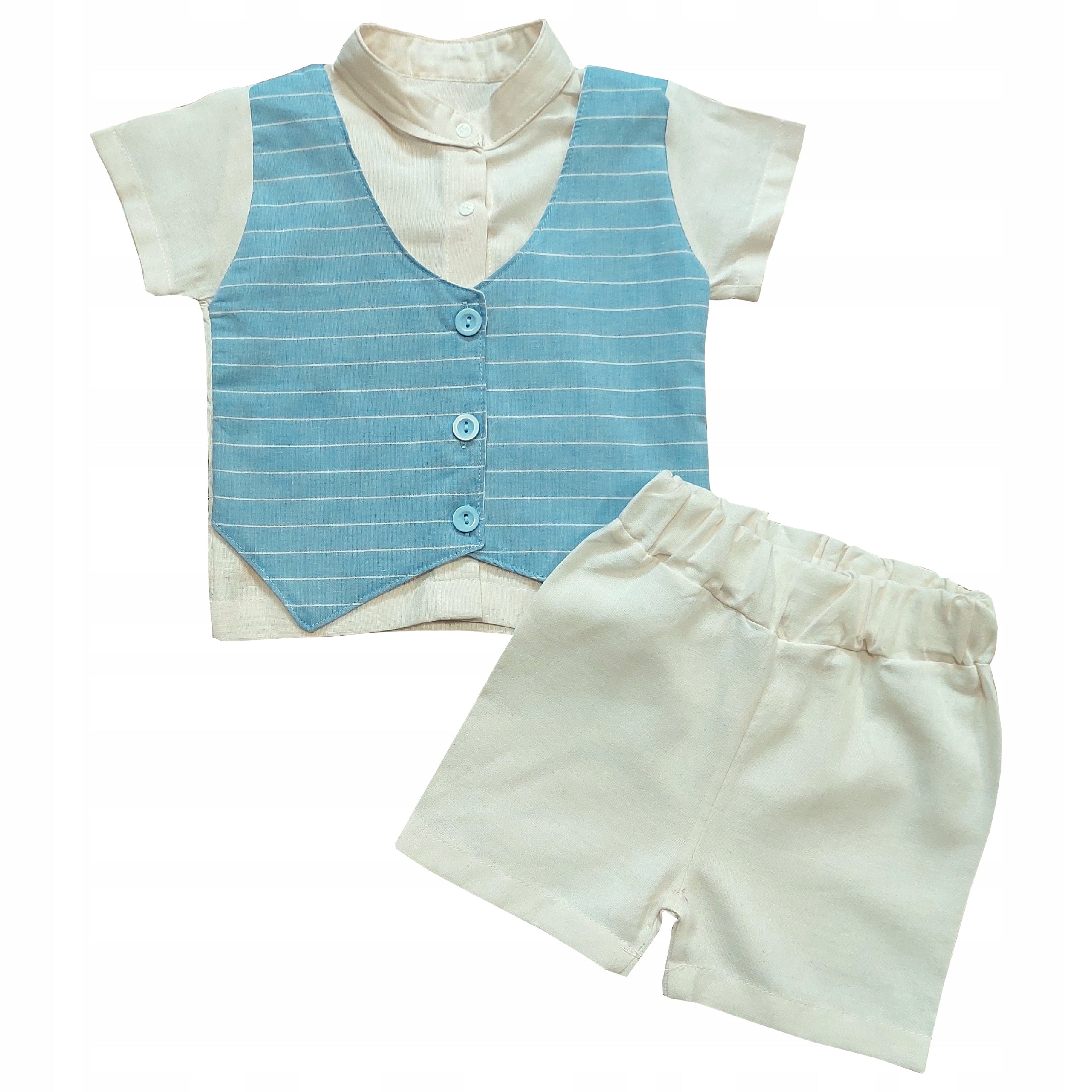 Garnitur chrzest krótki rękaw spodenki lato 9M