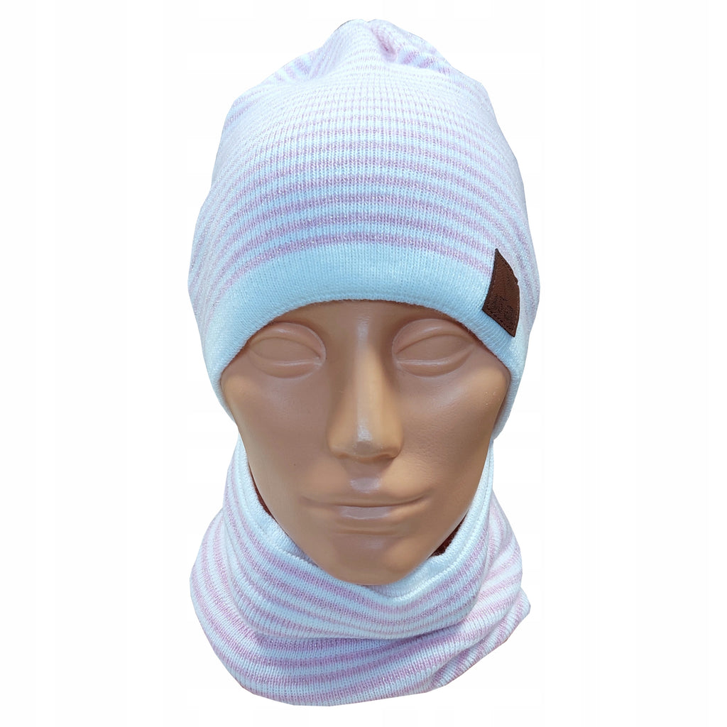 Komplet zimowy dziewczęcy akryl wełna Polski