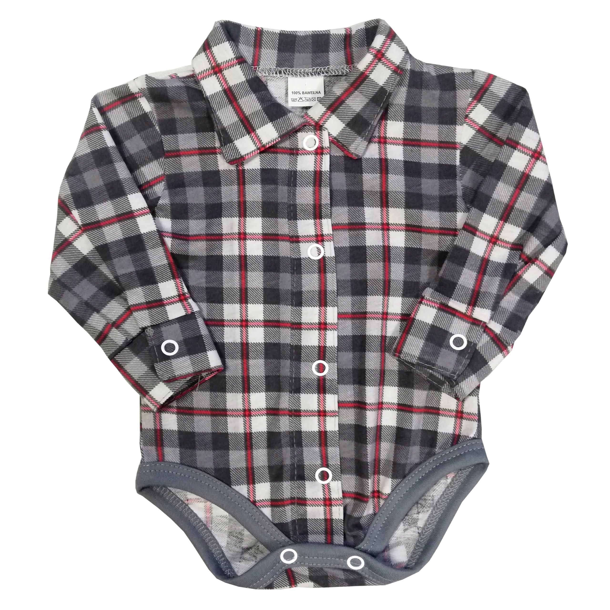 Body w kratę koszula długi rękaw bawełna