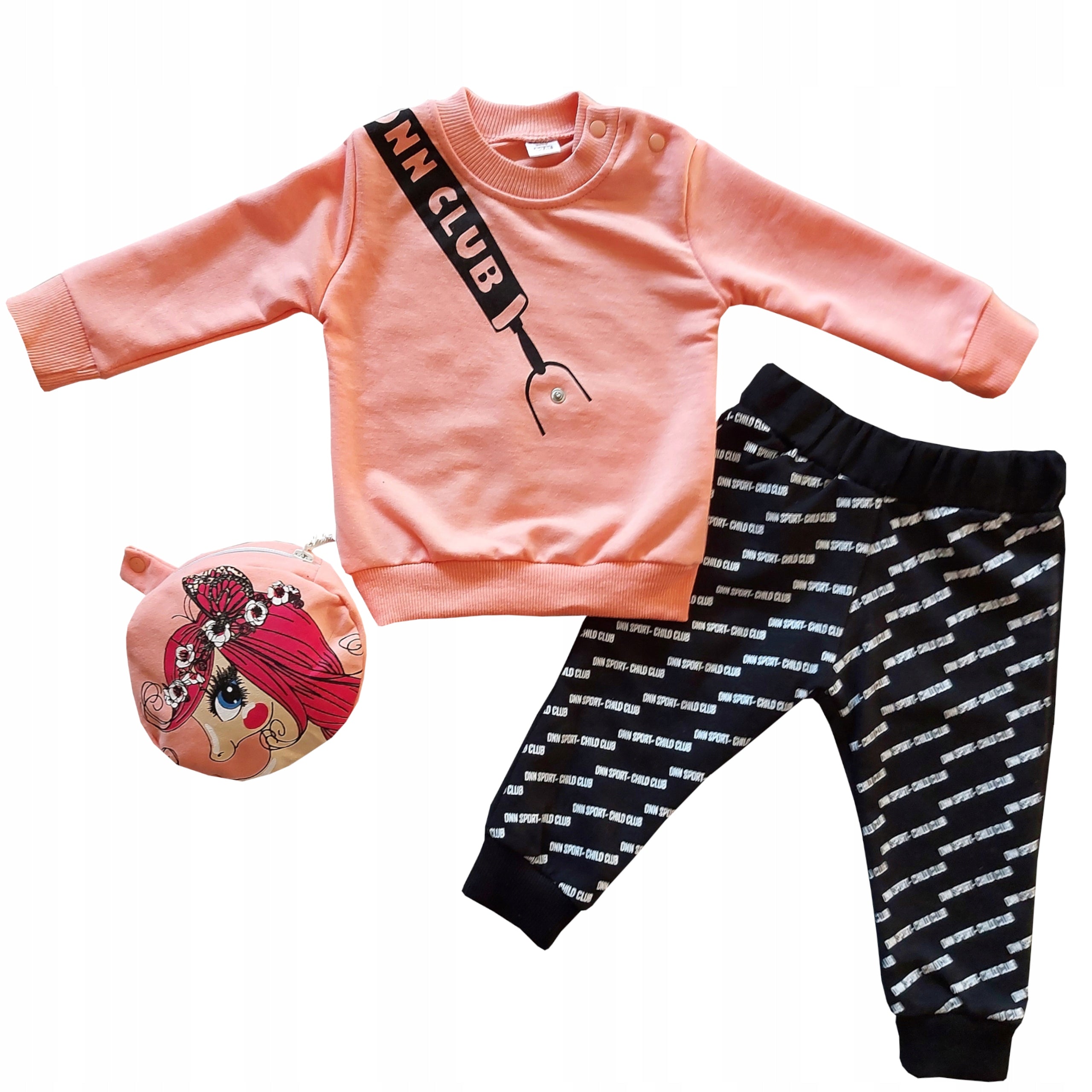 Dres dziewczęcy komplet z torebką bawełna