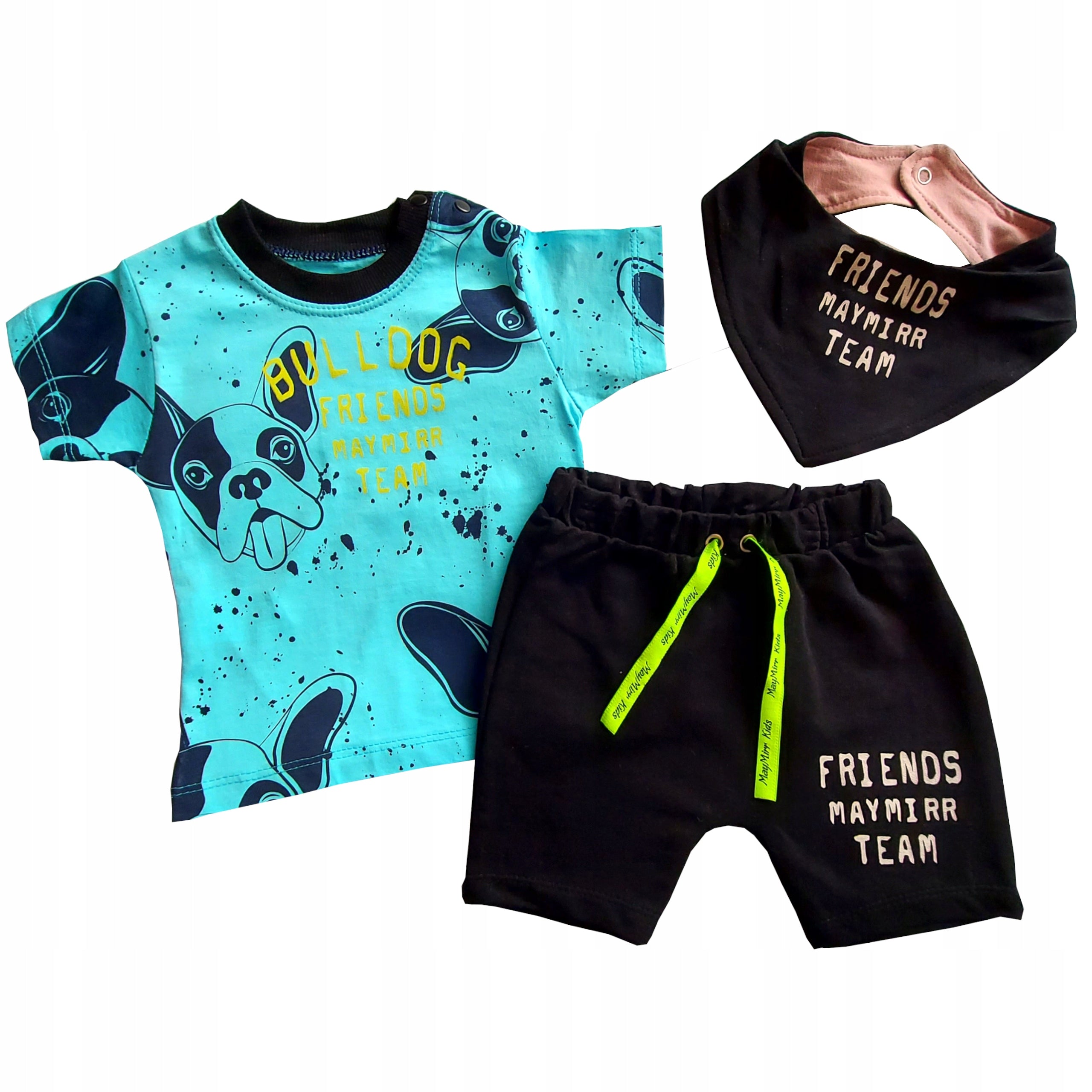 Komplet koszulka kr rękaw spodenki apaszka lato