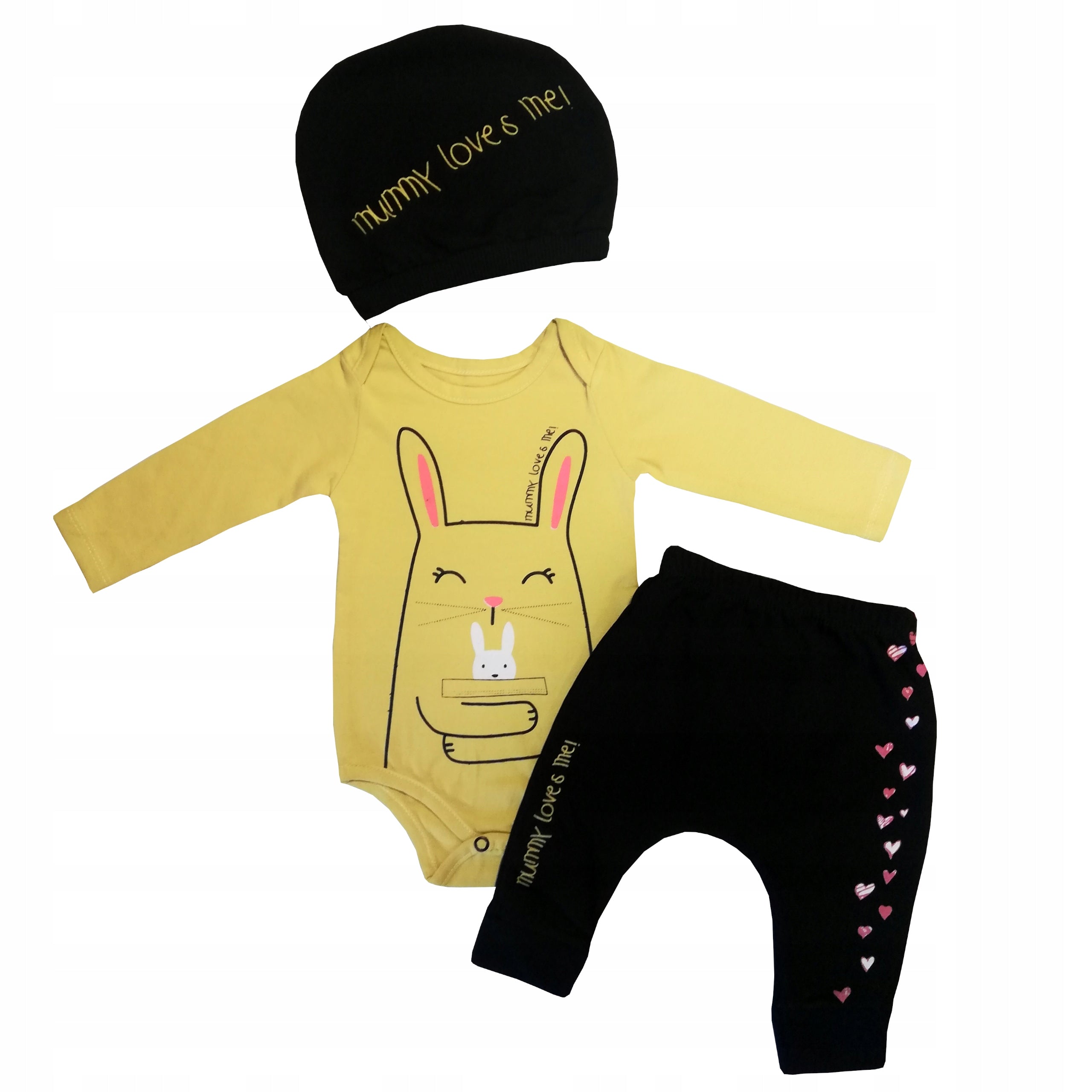 Komplet dziewczęcy bawełna 3cz Króliczek